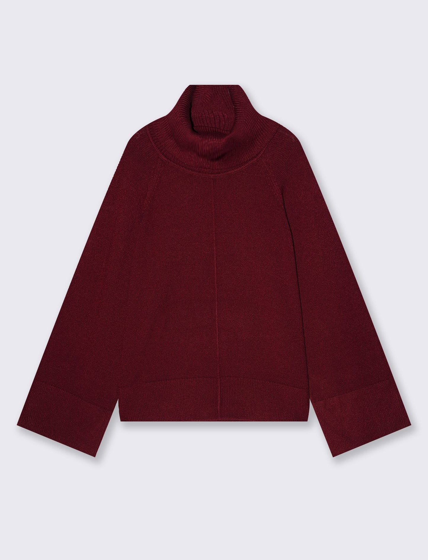 Pullover collo alto in punto milano ampio - Rosso rubino