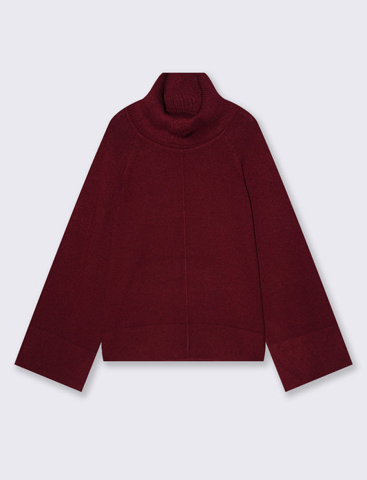 High-neck oversized Milano stitch pullover - Red
