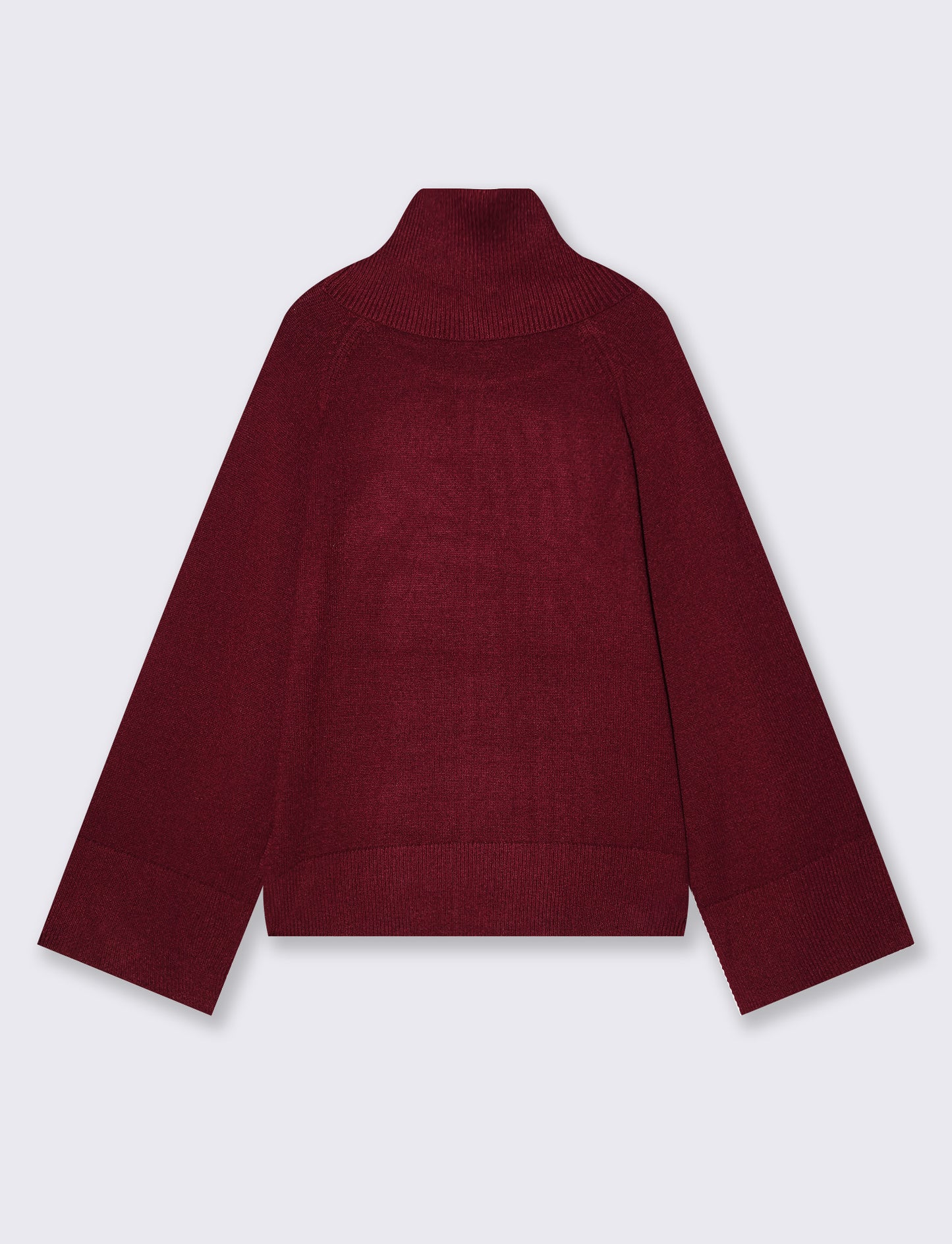 Pullover collo alto in punto milano ampio - Rosso rubino