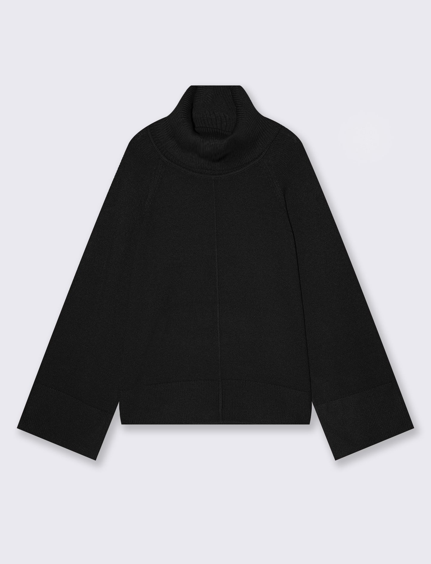 Pullover collo alto in punto milano ampio - Nero
