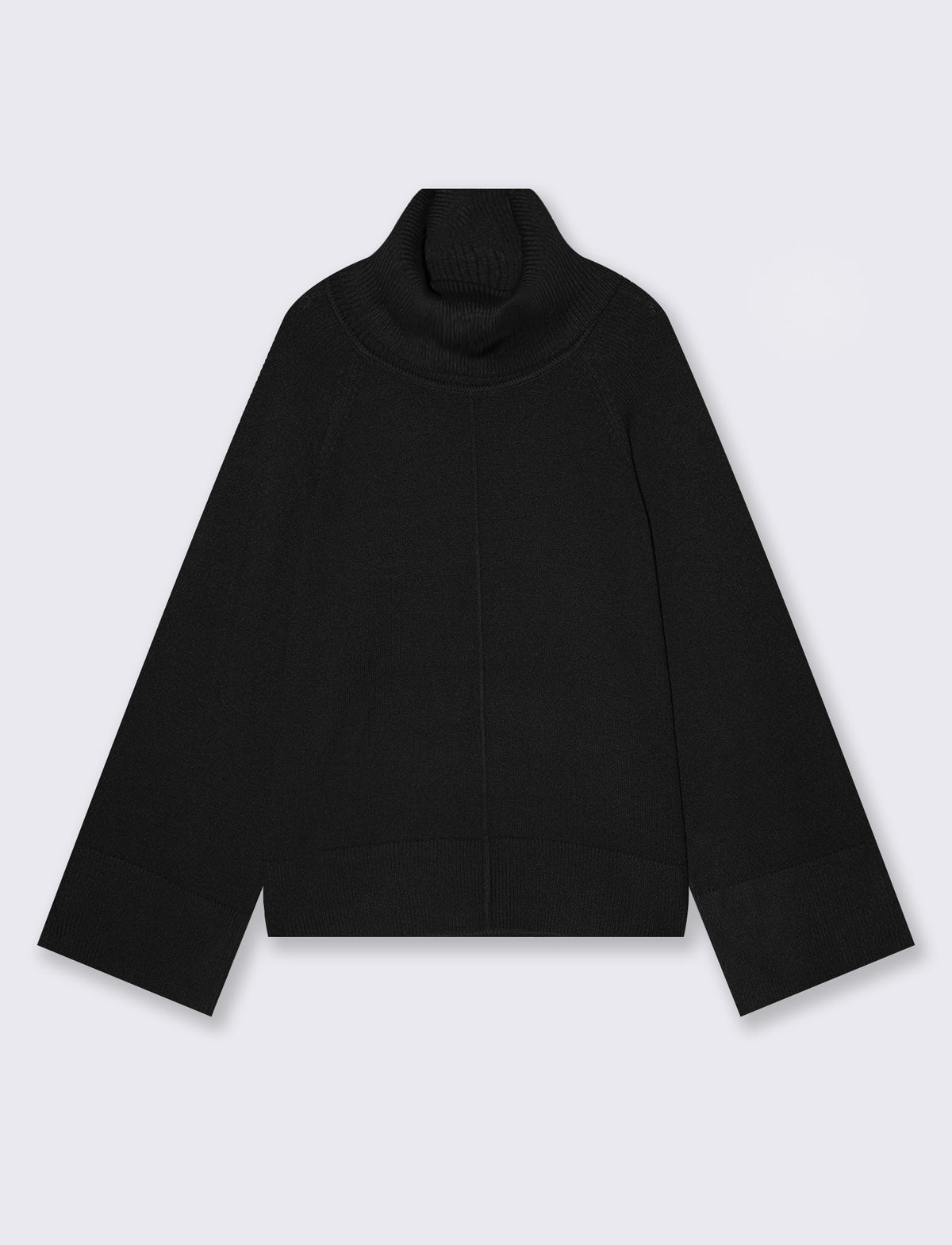High-neck oversized Milano stitch pullover - Black