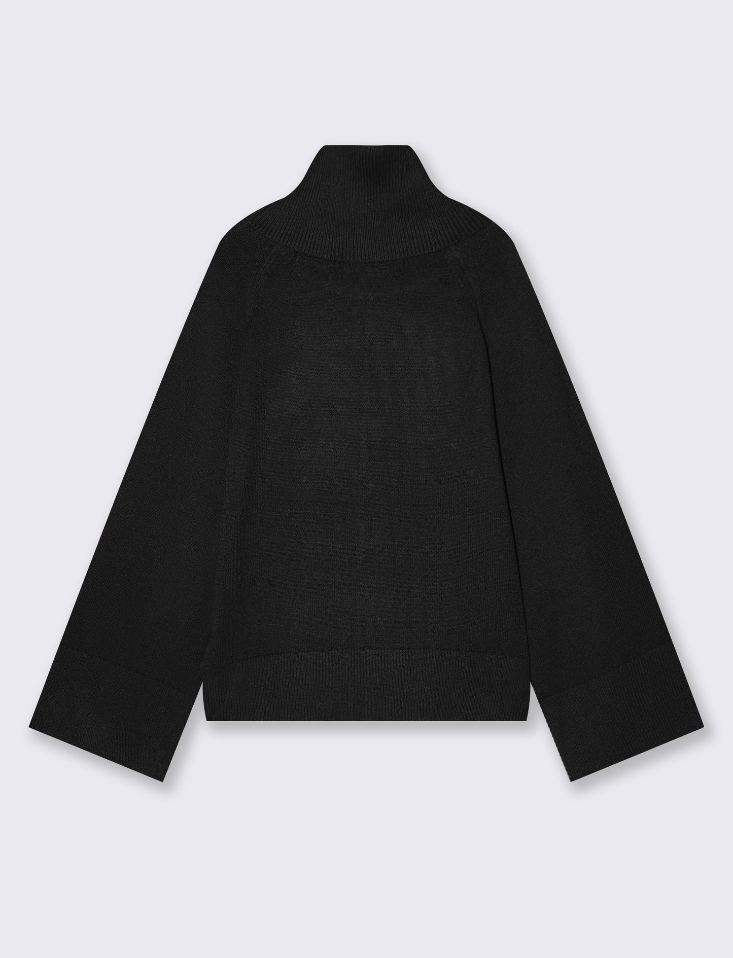 Pullover collo alto in punto milano ampio - Nero