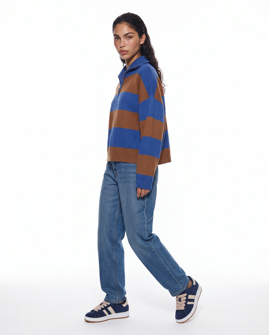 Long sleeve oversized sweater with zip - 