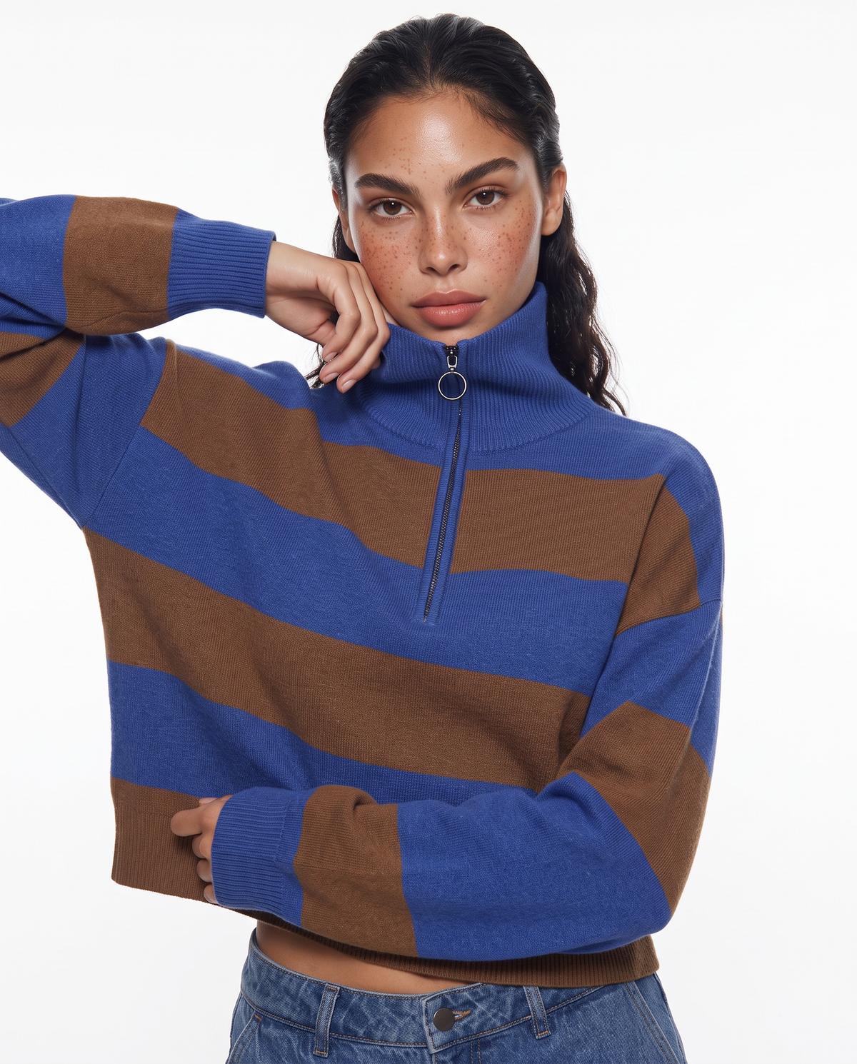 Maglia over manica lunga con zip - var 2