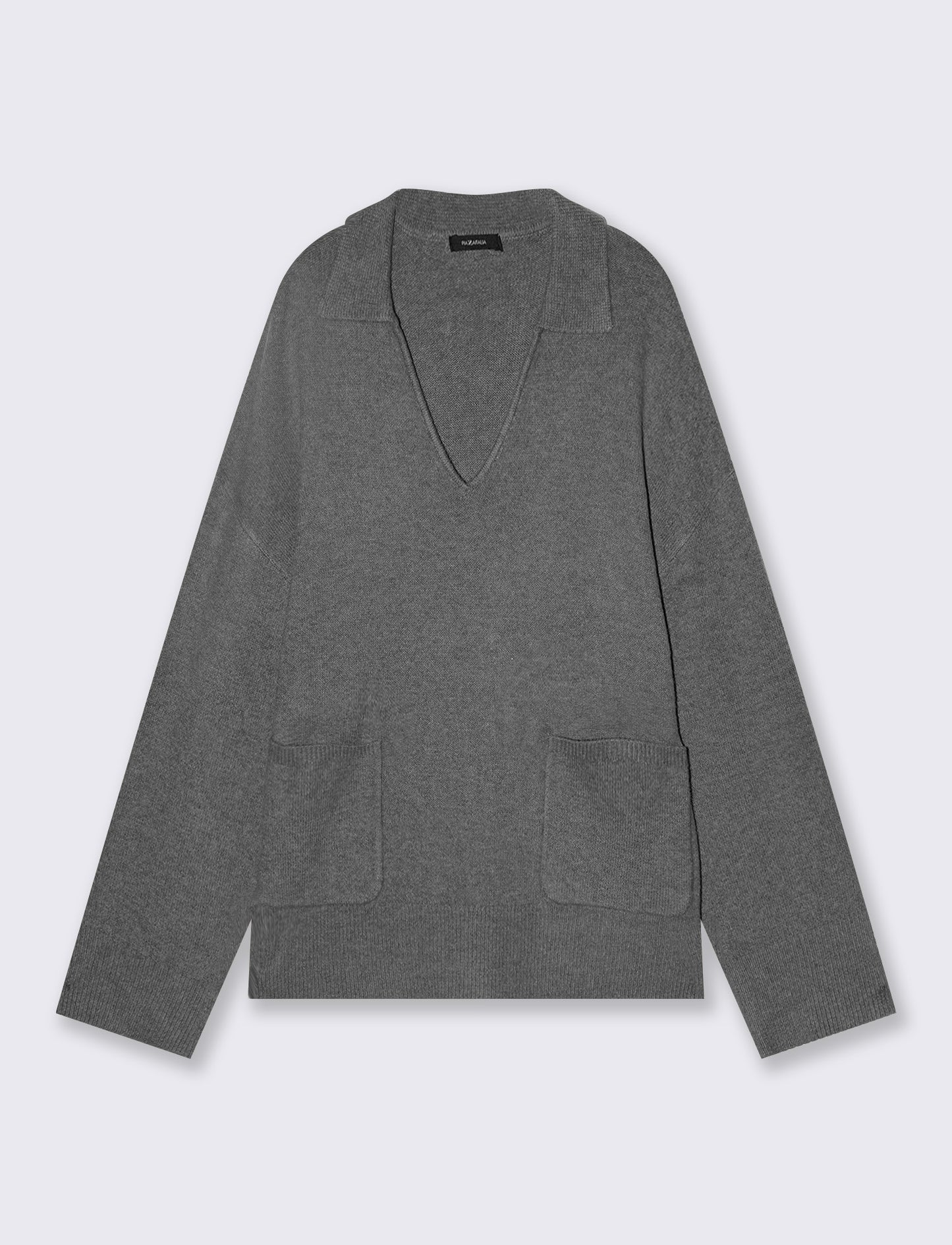 Maglione con scollo a V e tasche davanti - Grigio mel.