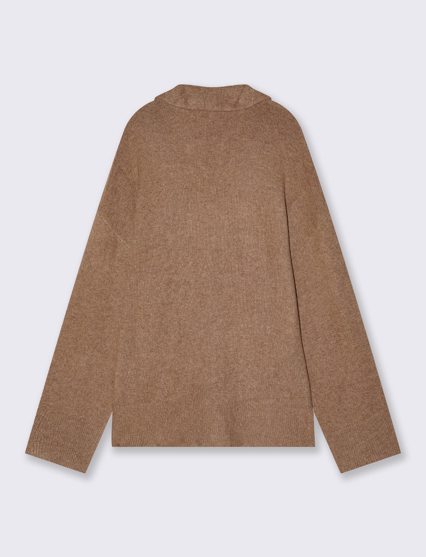 Maglione con scollo a V e tasche davanti - Cammello