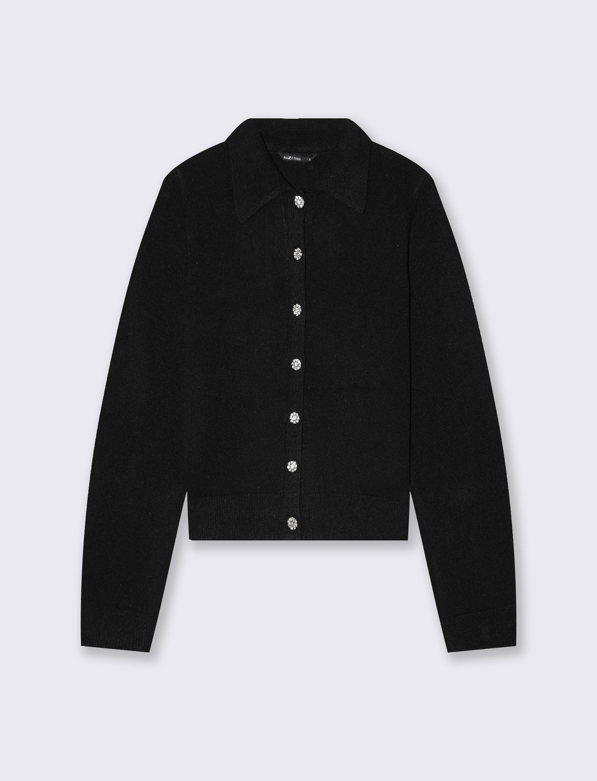 Cardigan with collar and jewel buttons - Black