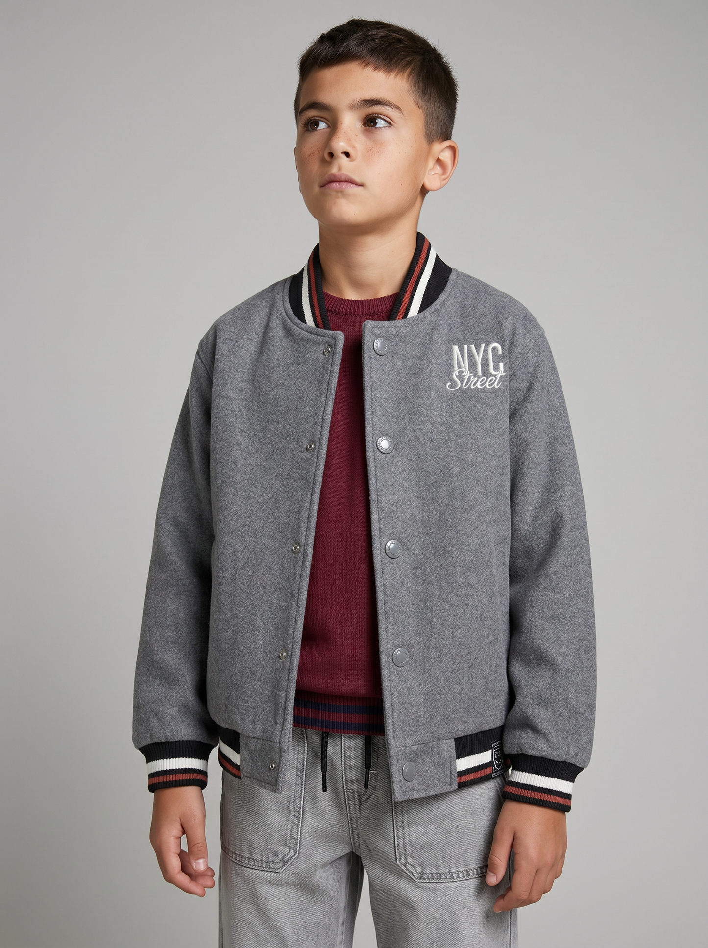 Giacca Varsity moderna in gambardine - Grigio
