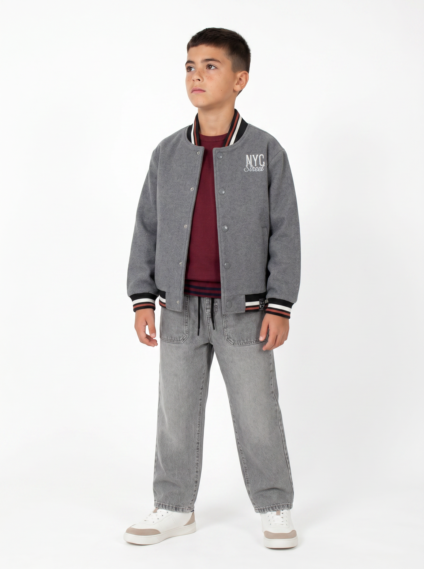 Giacca Varsity moderna in gambardine - Grigio