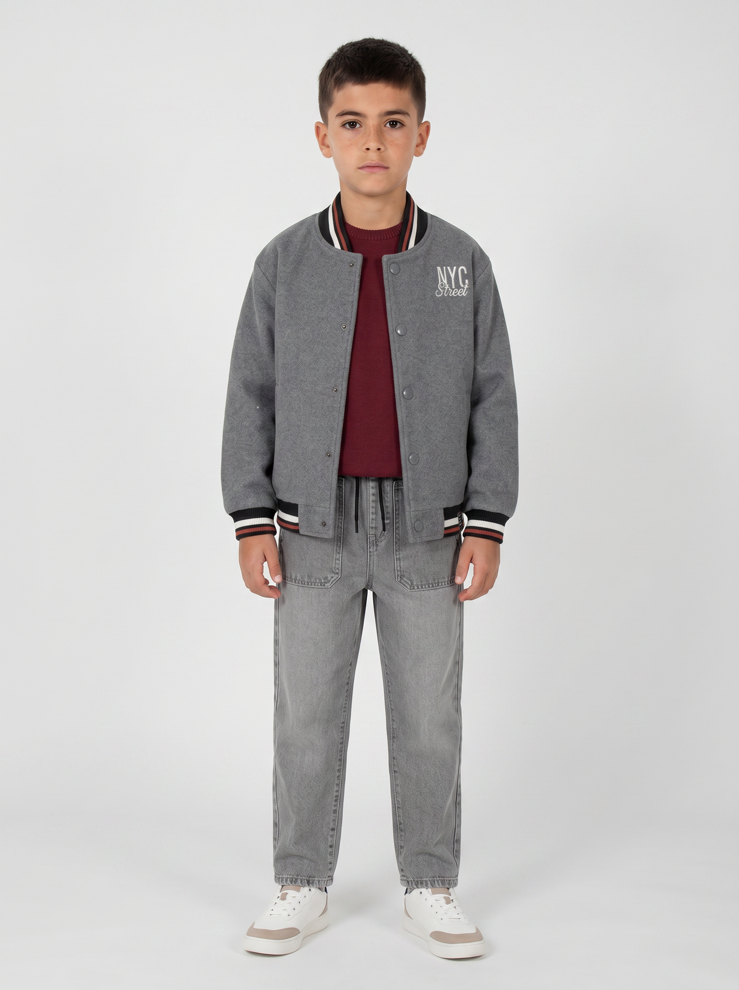 Giacca Varsity moderna in gambardine - Grigio