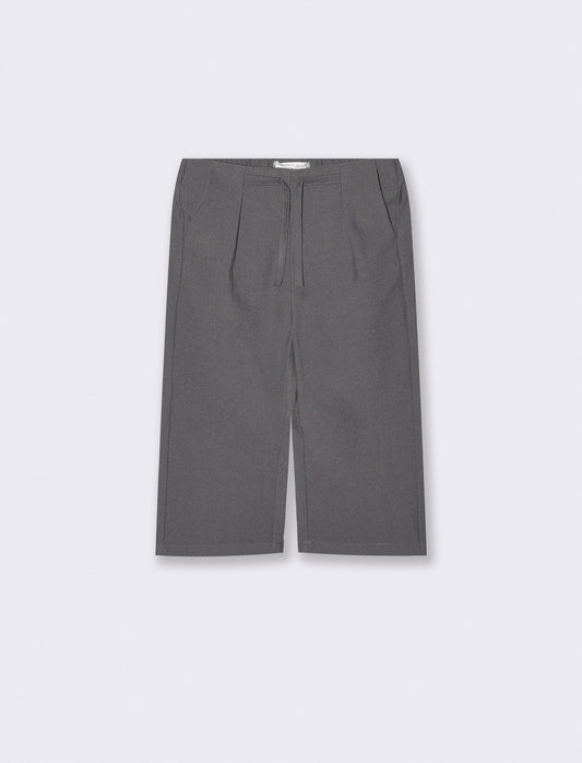 Shorts a quadri con pannello pieghettato - Grigio piombo