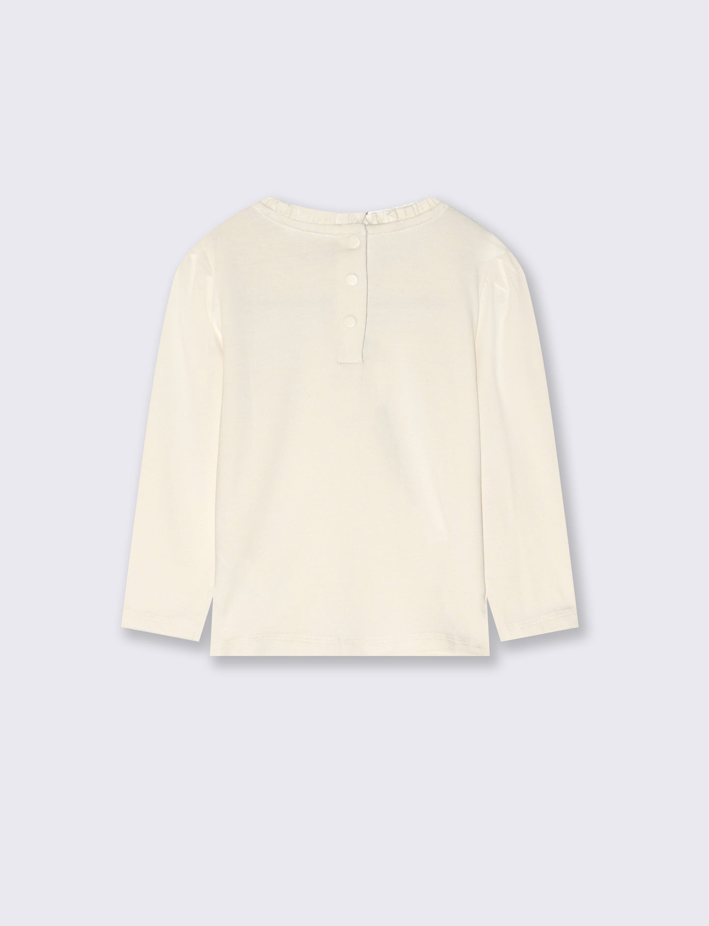 Long sleeve t-shirt with rhinestones and print - White