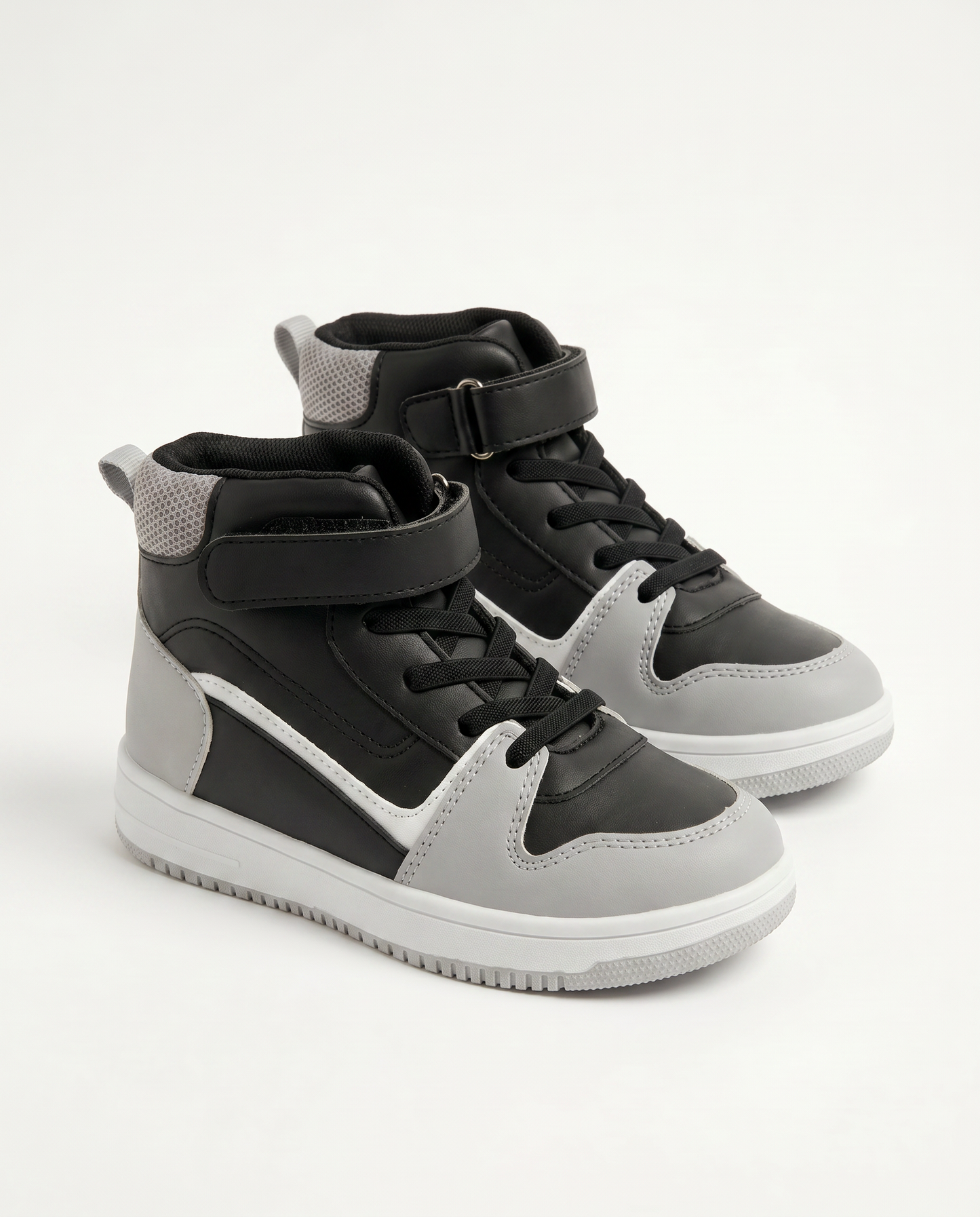 High-top sneakers with black velcro - Black