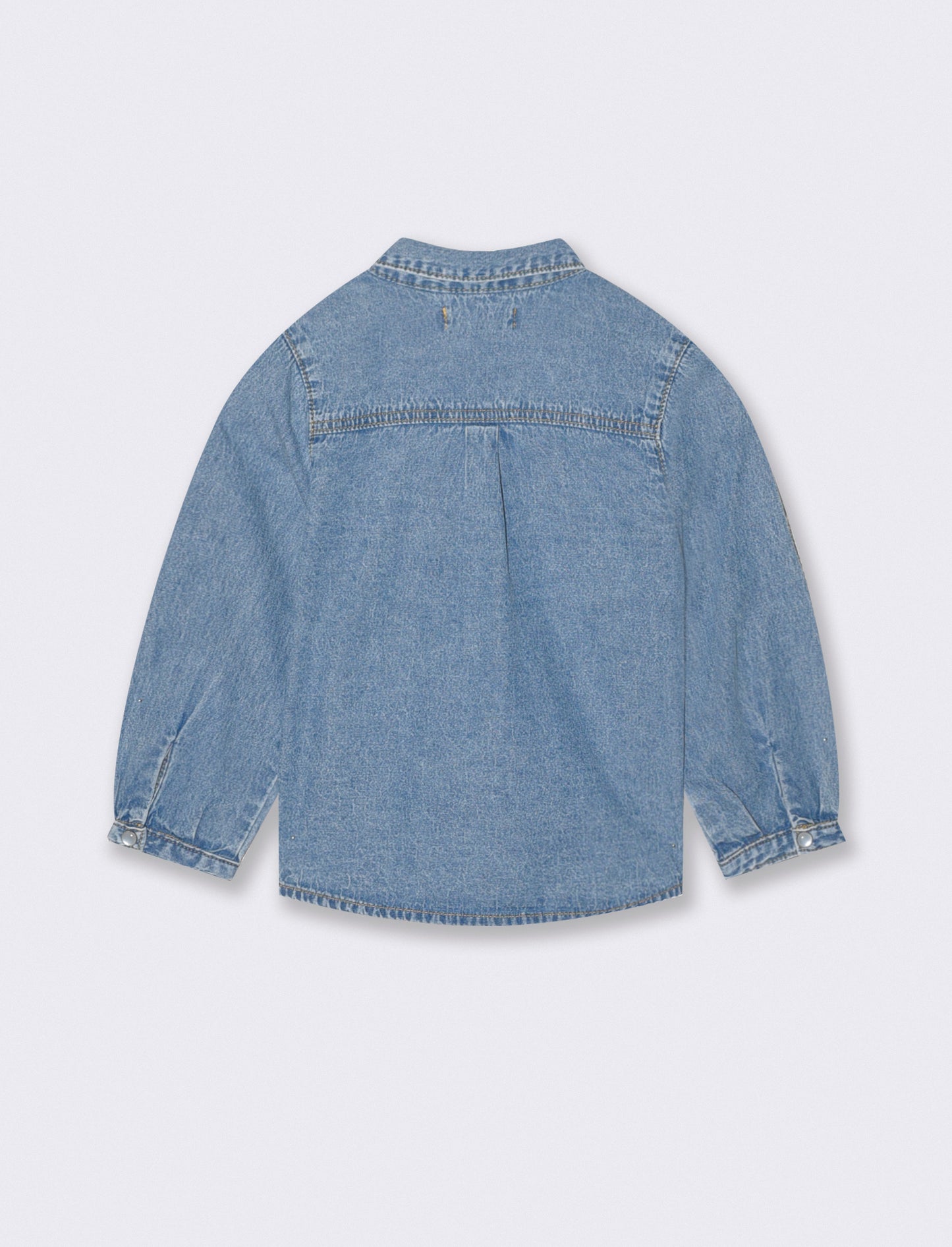 Body con colletto e maniche lunghe ricamato - Denim
