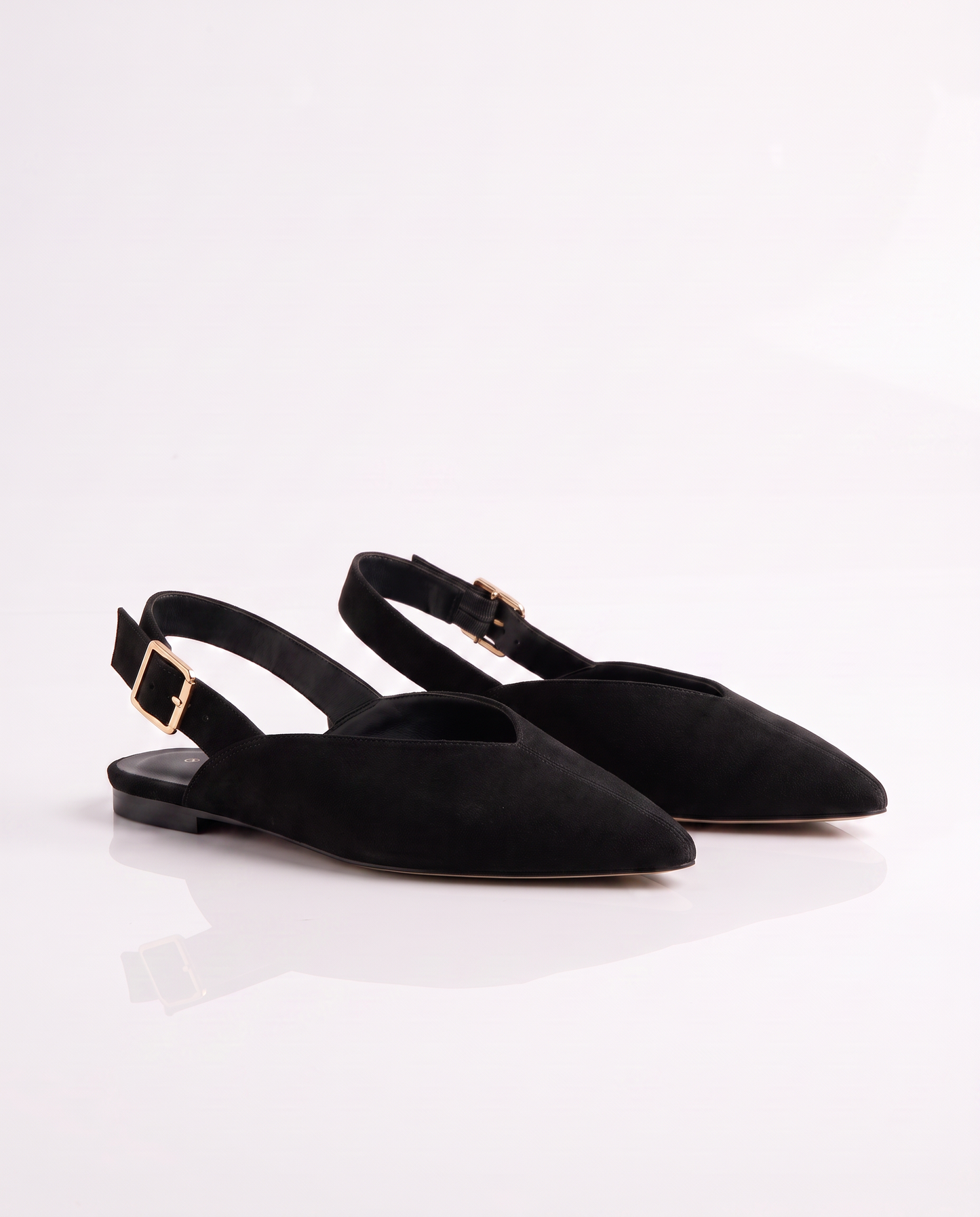Ballerina in microfibra con cinturino - Nero