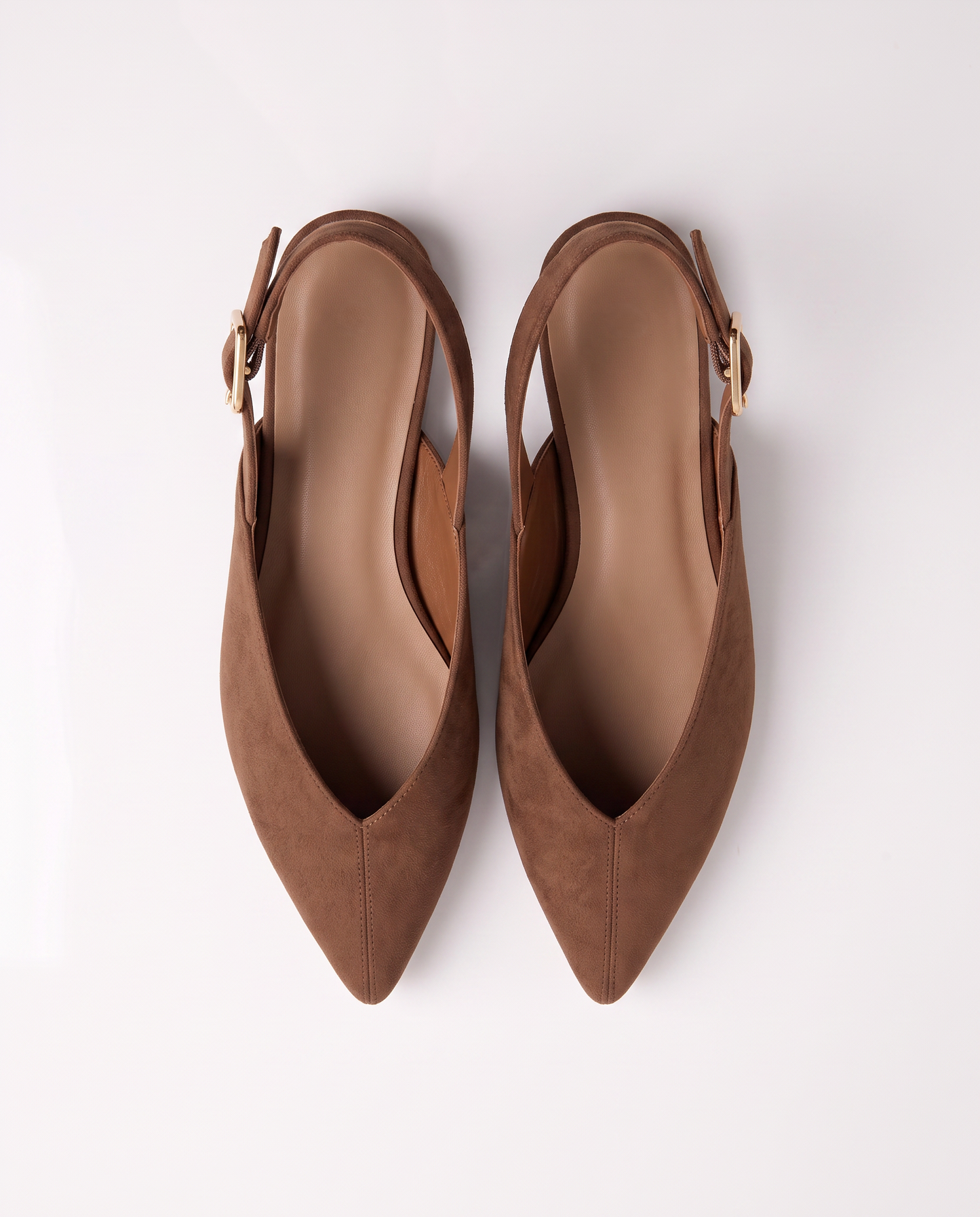 Ballerina in microfibra con cinturino - Marrone