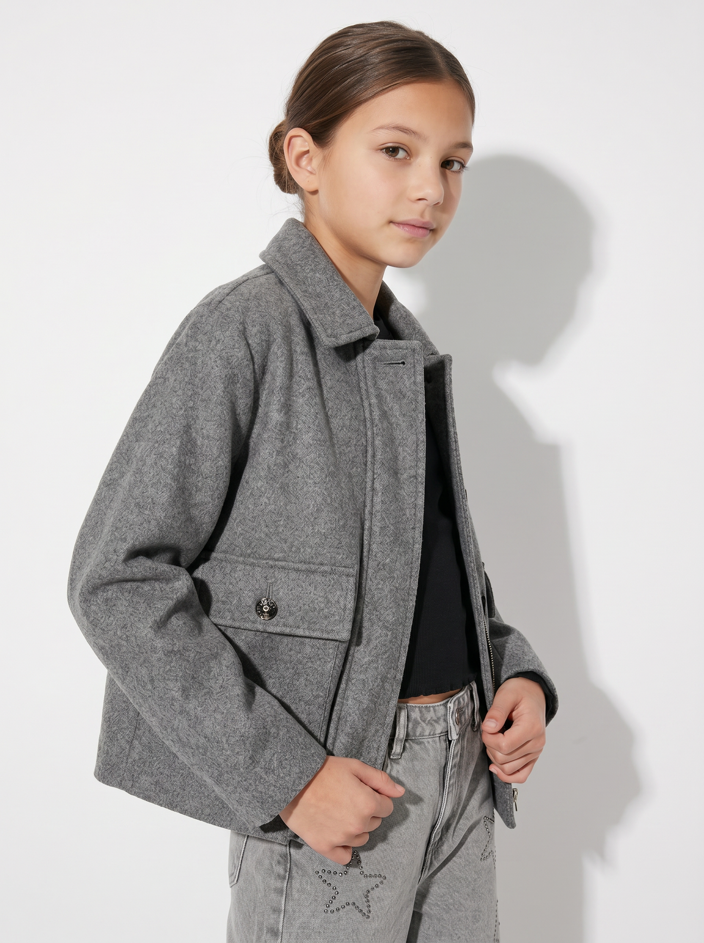 Minimal chic jacket in soft fabric - Grey
