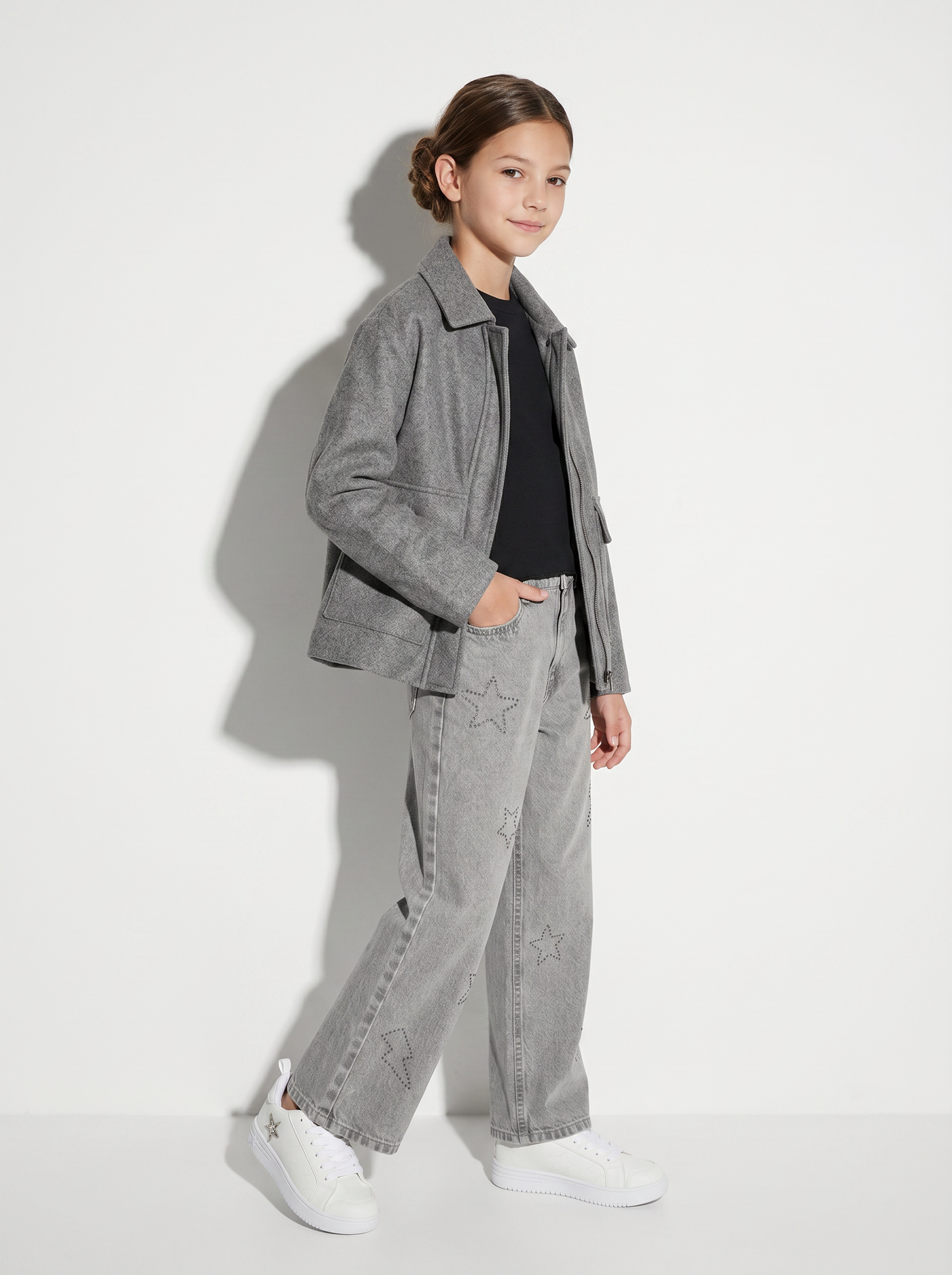 Minimal chic jacket in soft fabric - Grey