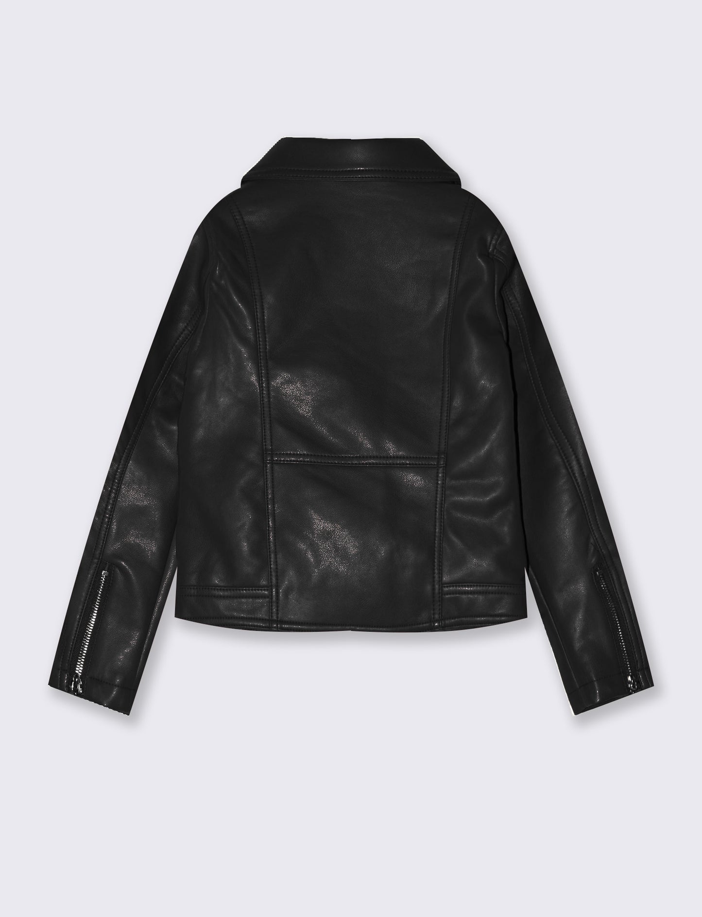 Biker jacket in faux leather with zip - Black