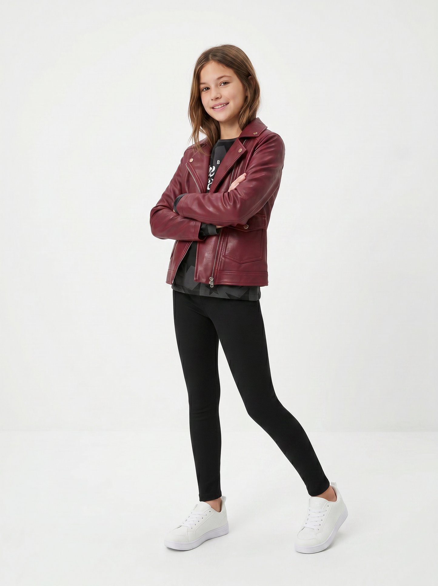 Giacca biker in finta pelle con zip - Bordeaux