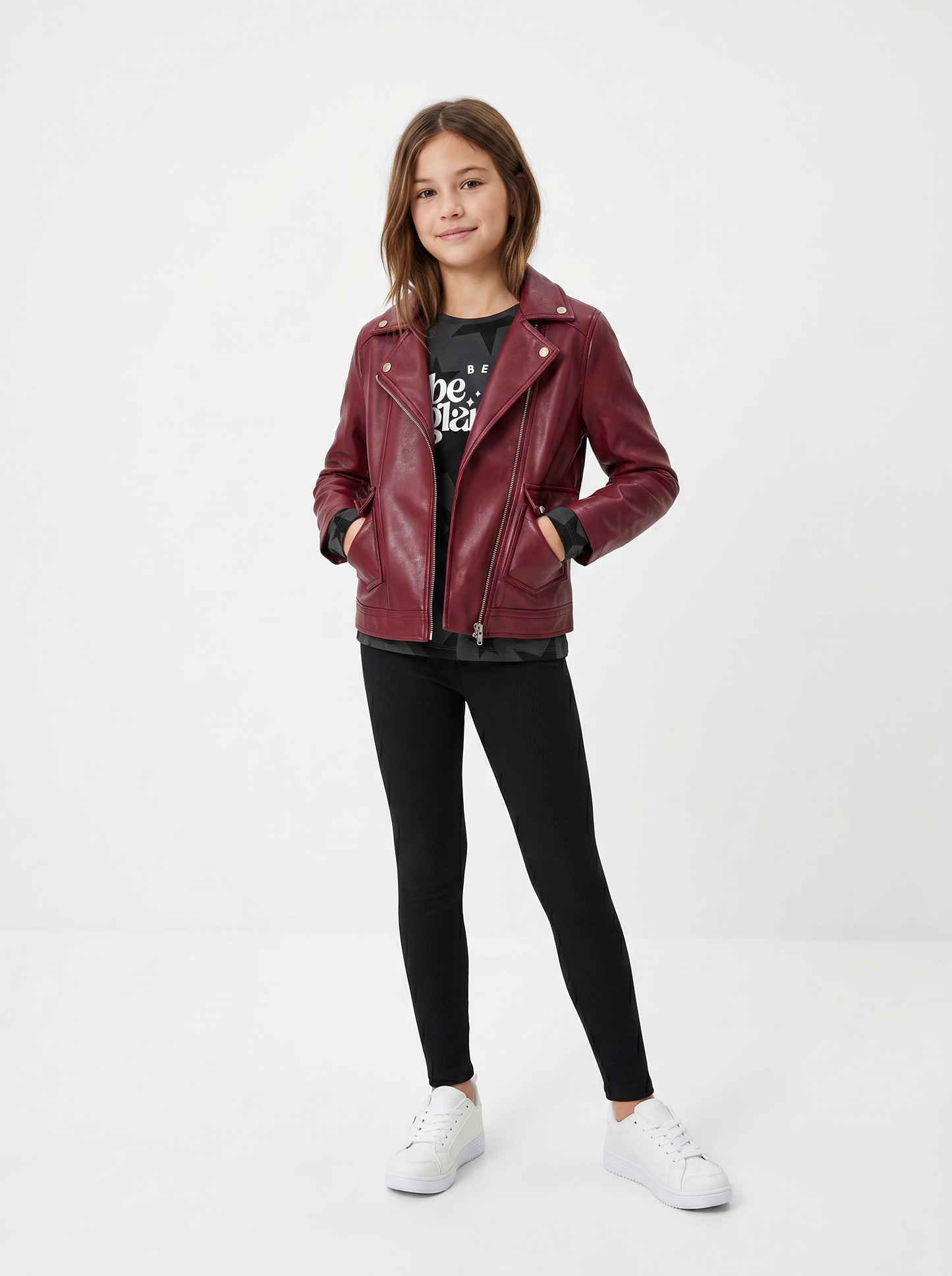 Giacca biker in finta pelle con zip - Bordeaux