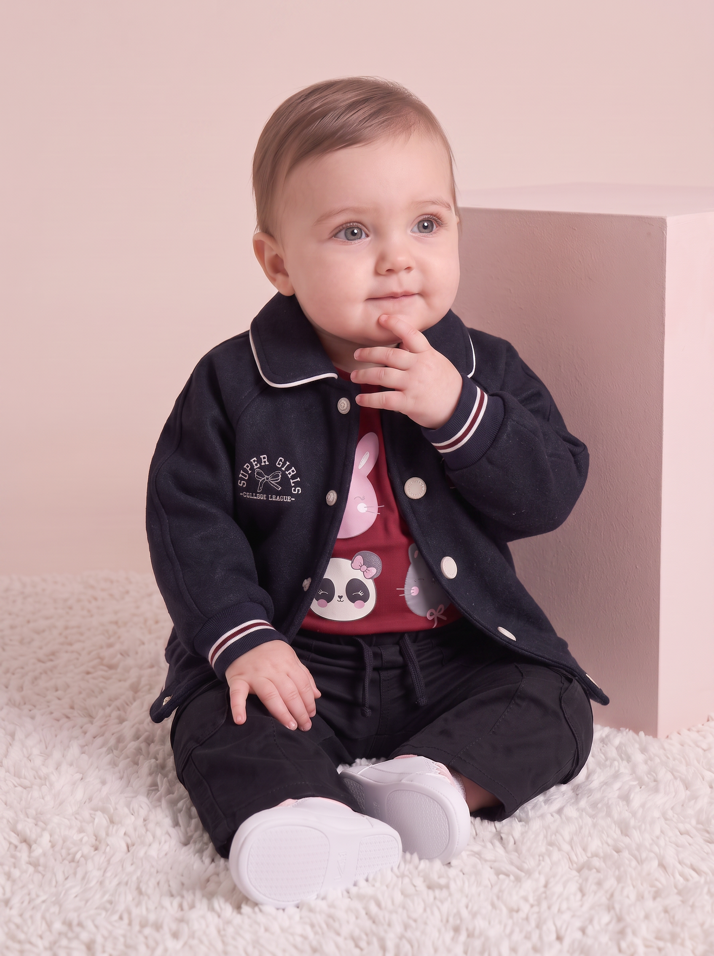 Giacca stile college da neonata - Blu
