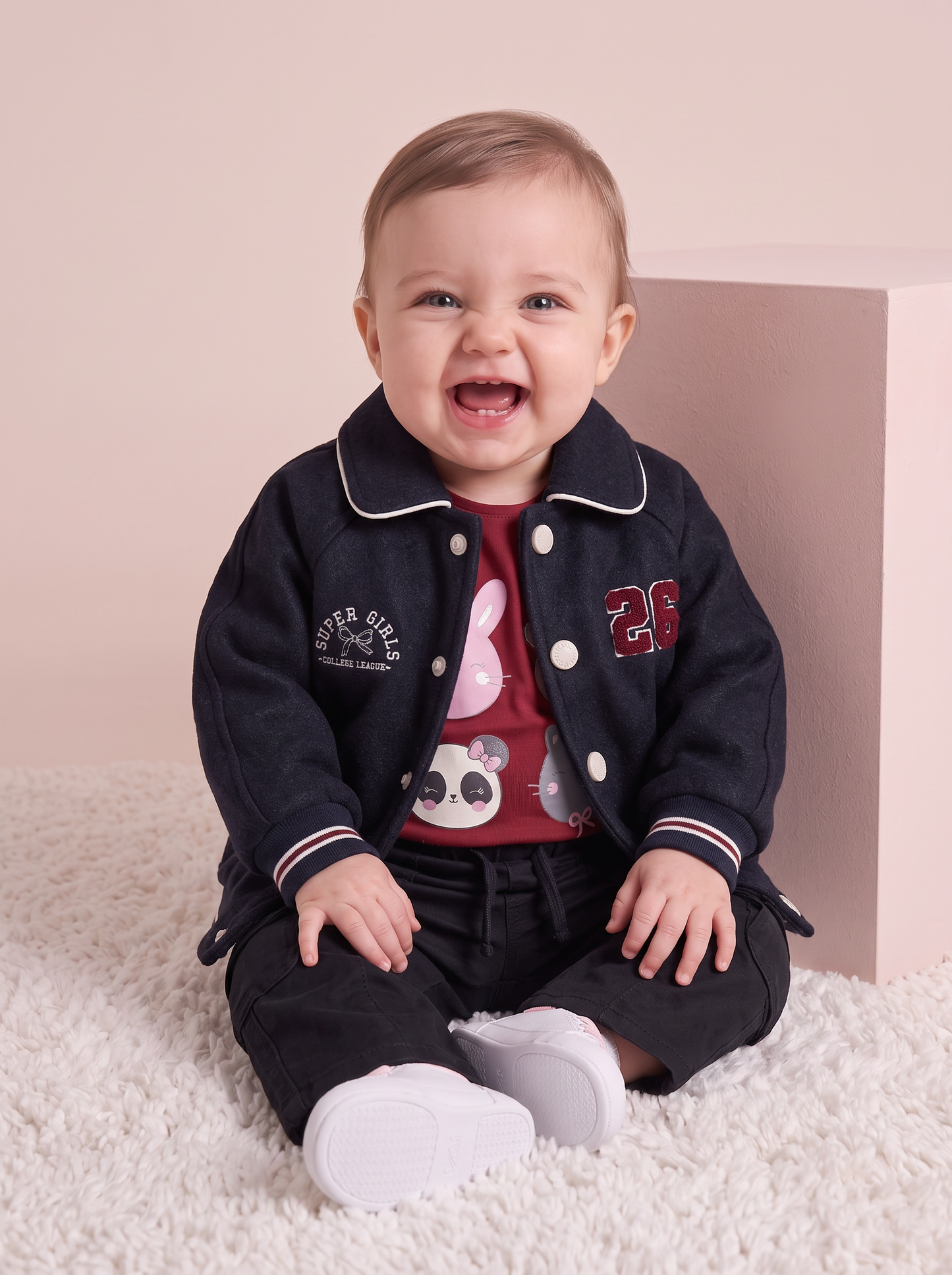 Giacca stile college da neonata - Blu