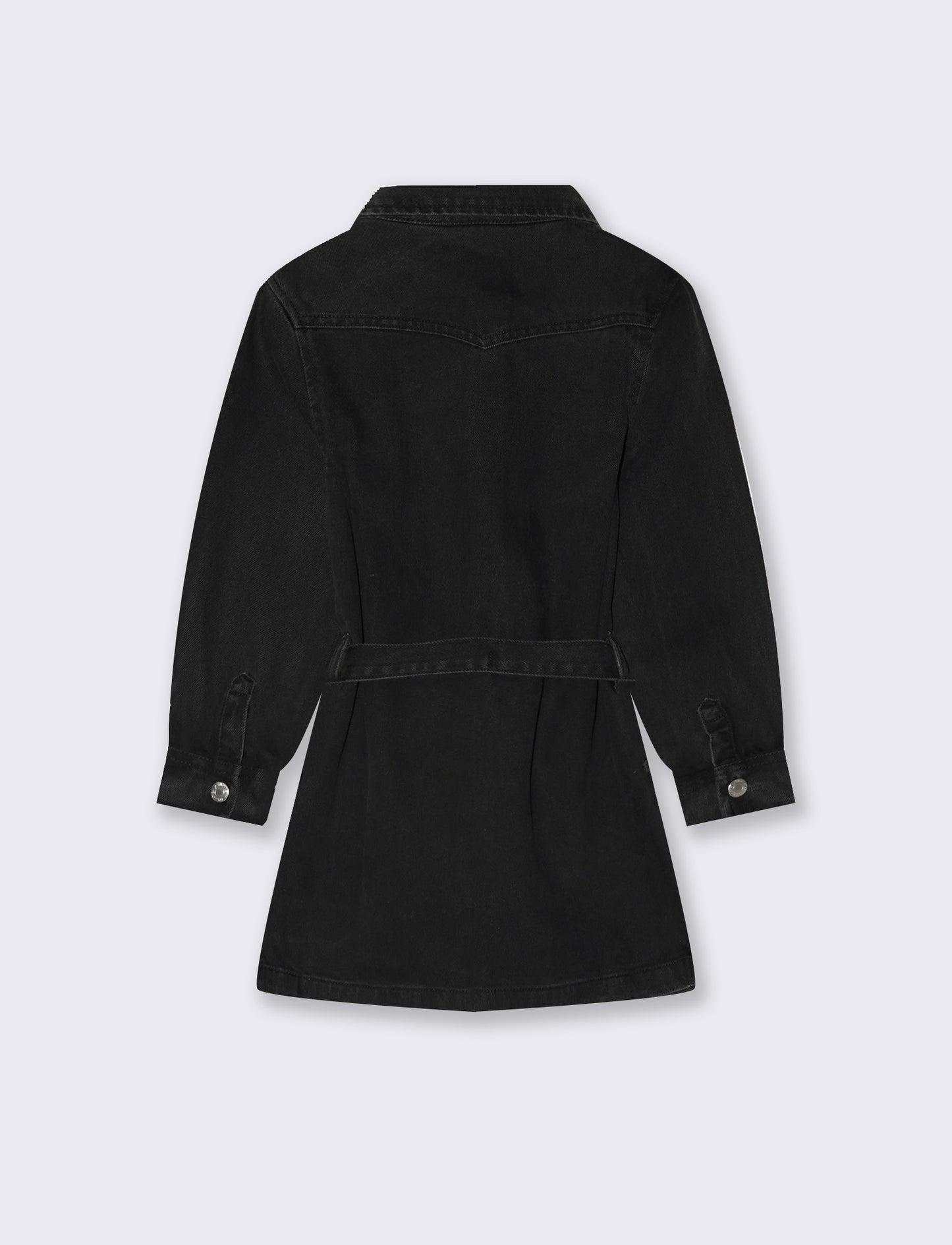 Abito in denim rock con borchie e cintura - Nero