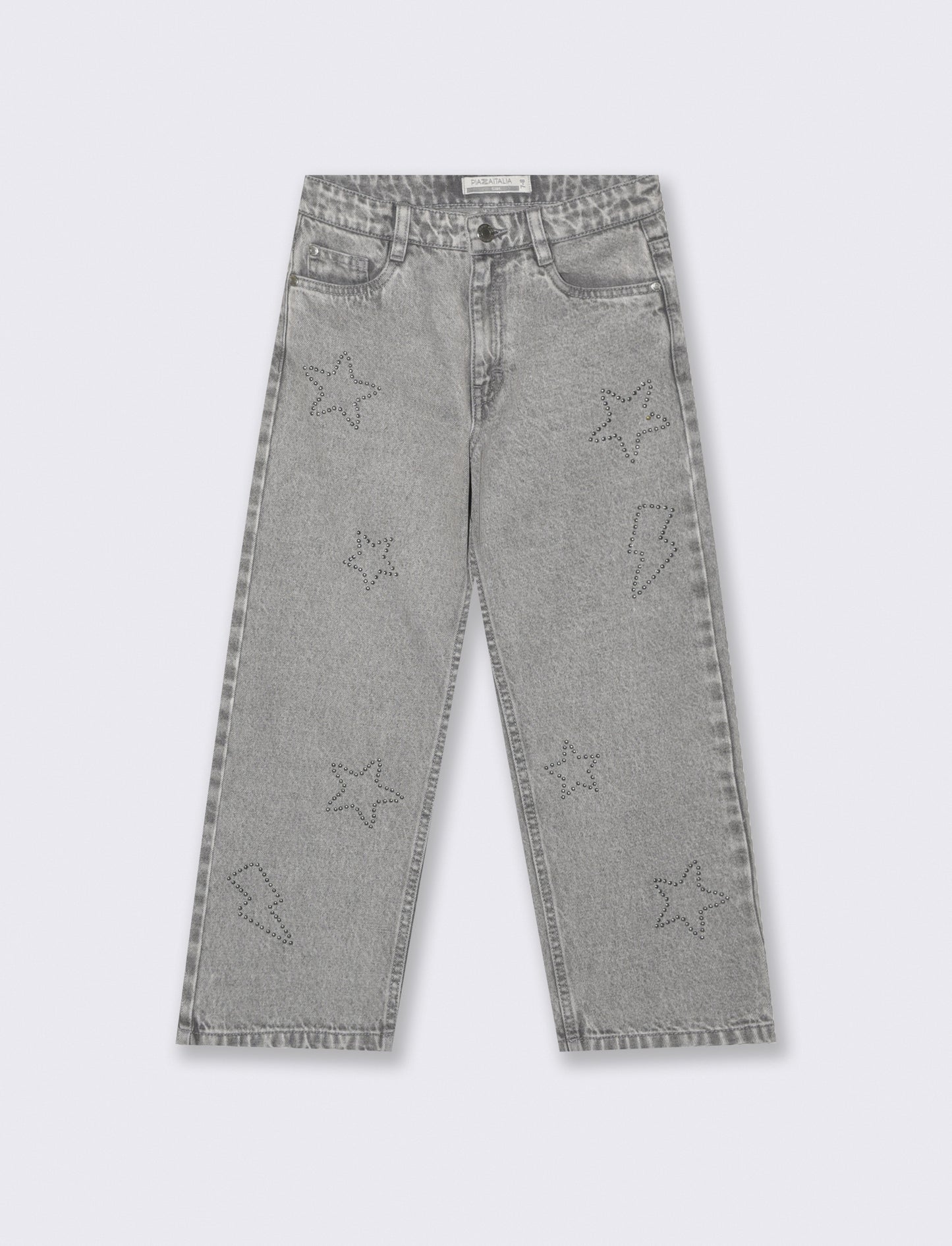 Wide-leg jeans with rock studs - Grey