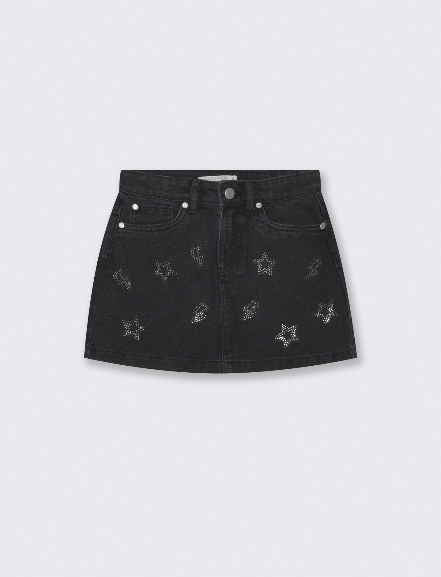 Gonna in denim con strass per bambina - Nero