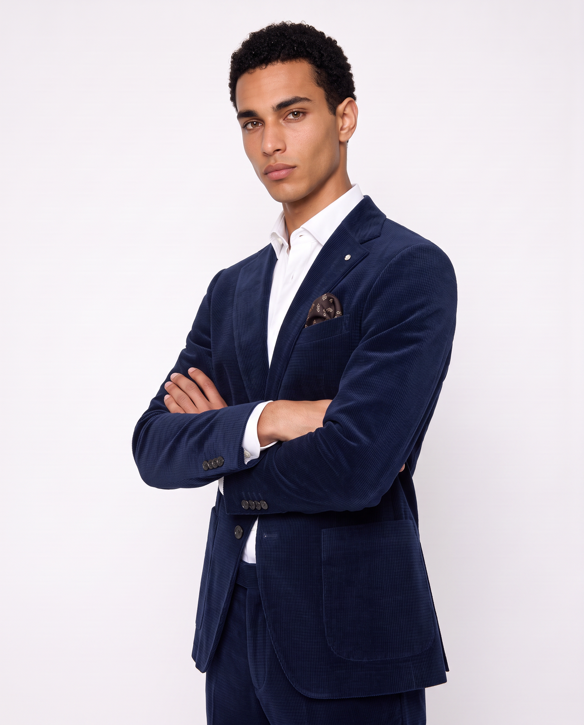 Crushed velvet blazer formal fit - Blue