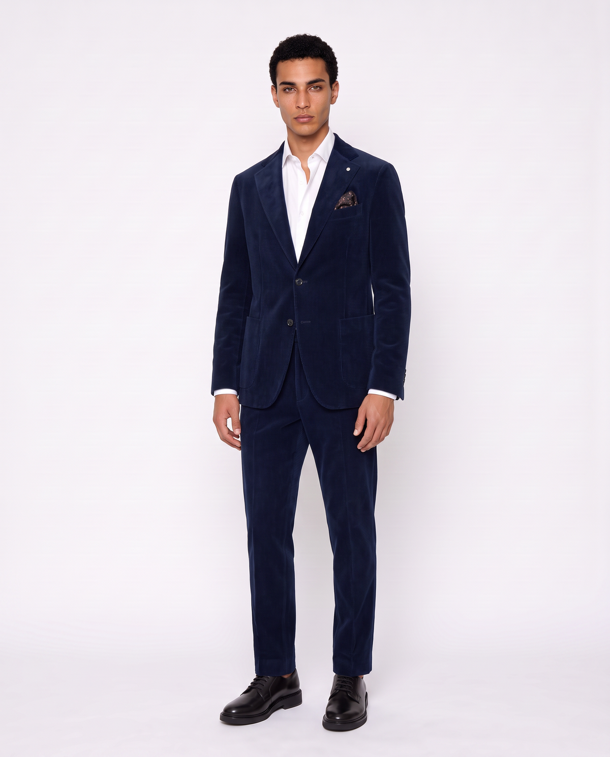 Crushed velvet blazer formal fit - Blue