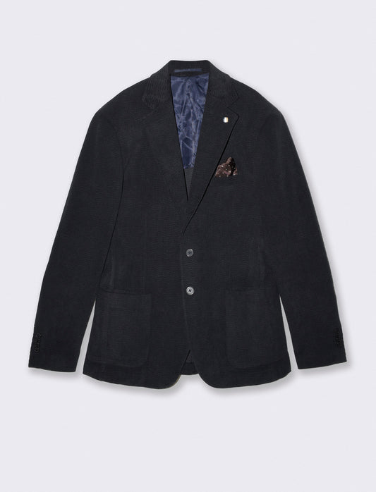Crushed velvet blazer formal fit - Blue