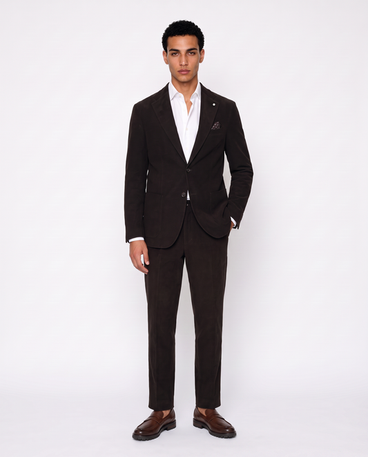 Crushed velvet blazer formal fit - Brown