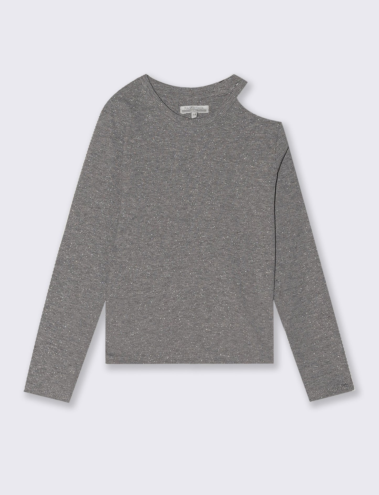 T-shirt manica lunga in costina - Grigio
