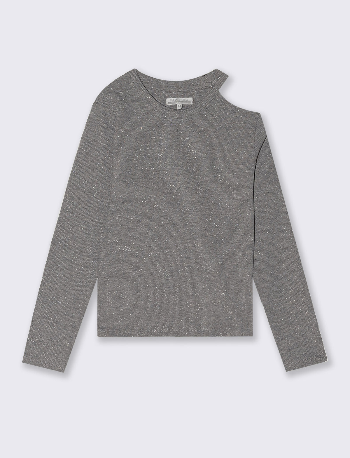T-shirt manica lunga in costina - Grigio