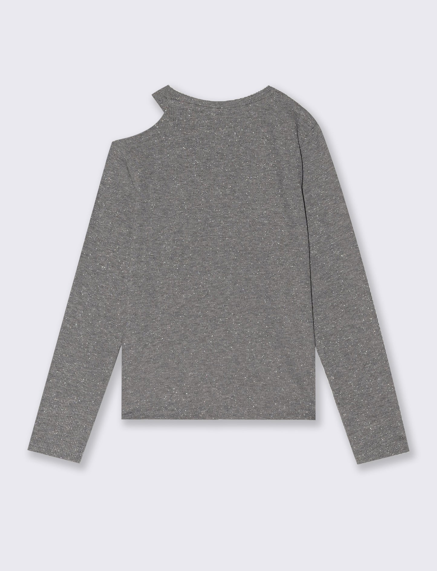 T-shirt manica lunga in costina - Grigio