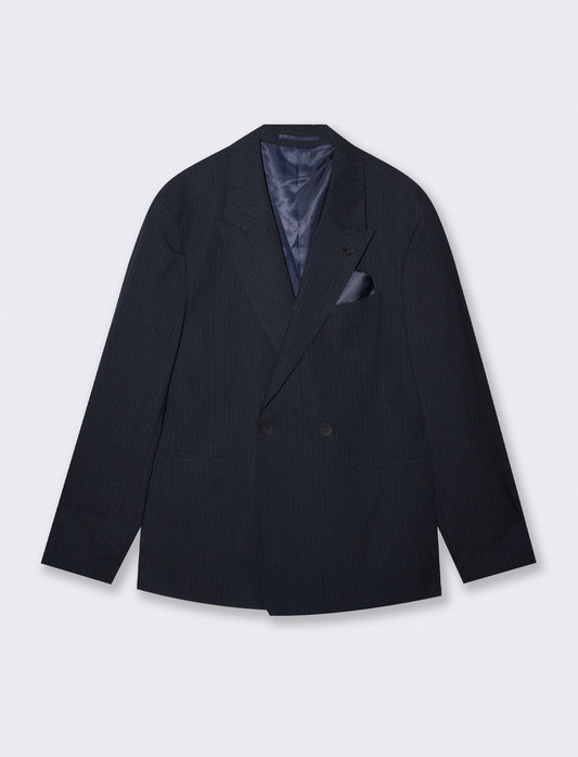 Blazer a righe doppio petto formal fit - Blu