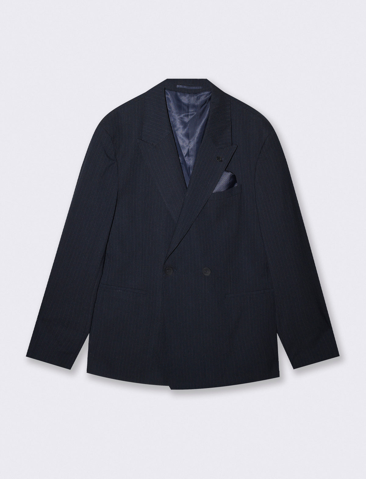 Double-breasted striped blazer formal fit - Blue