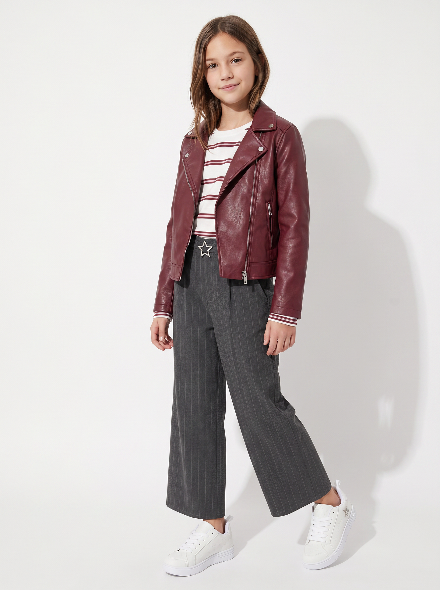 Pantalone gamba ampia con cintura gioiello - Righe