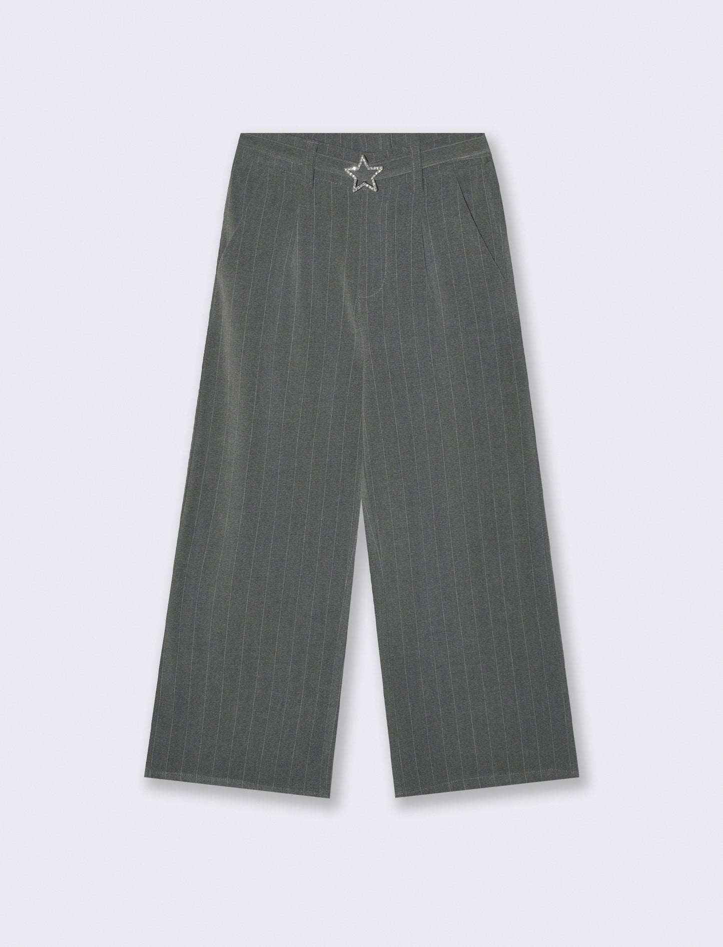 Pantalone gamba ampia con cintura gioiello - Righe
