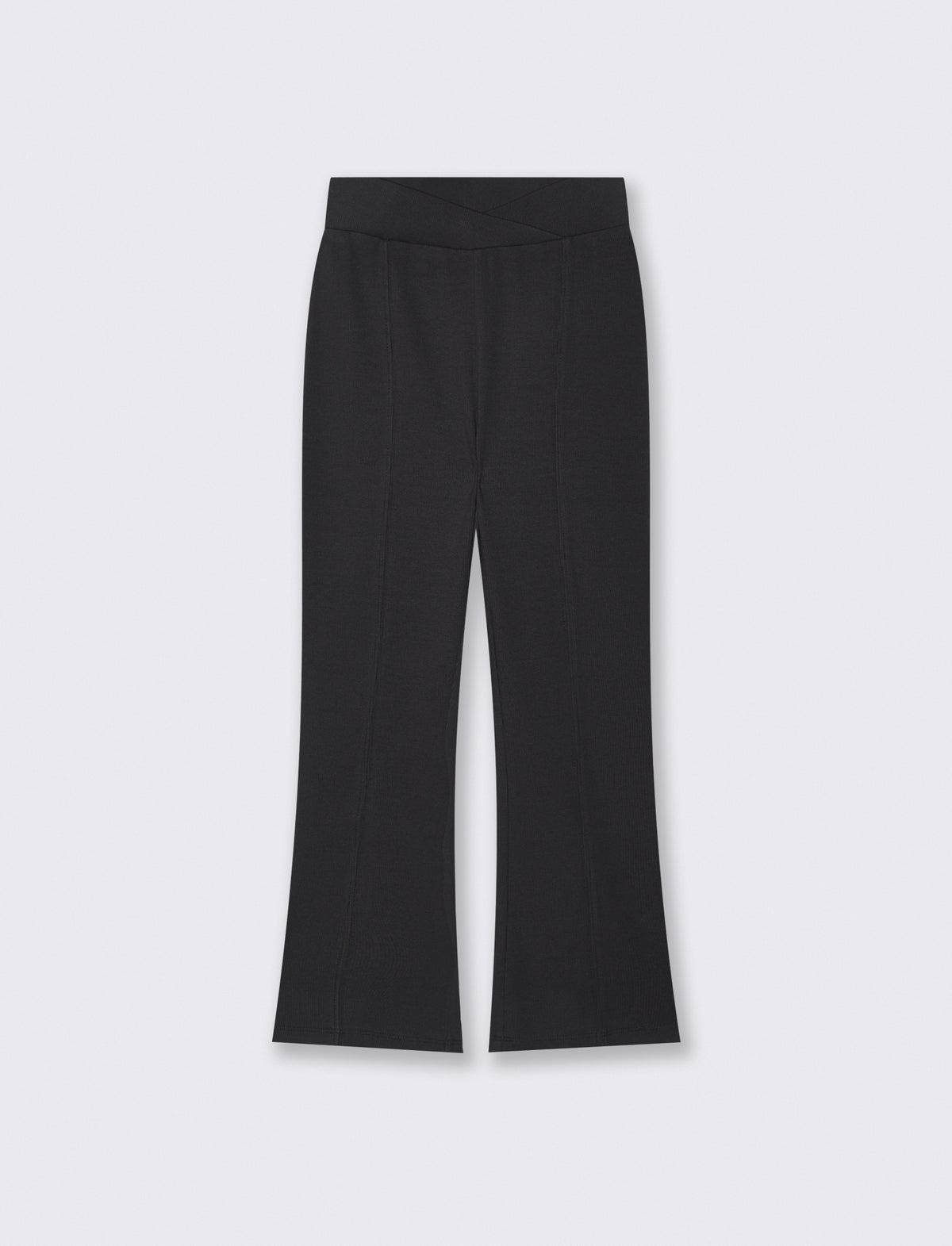 Leggings a zampa in costina elasticizzata - Nero