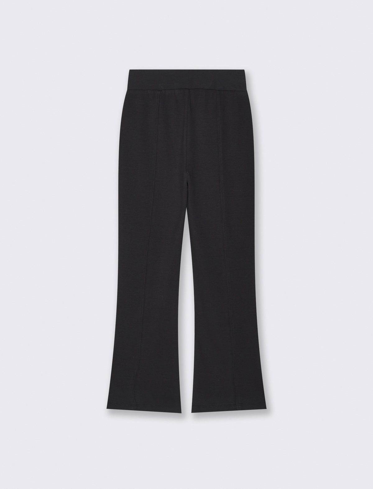 Leggings a zampa in costina elasticizzata - Nero
