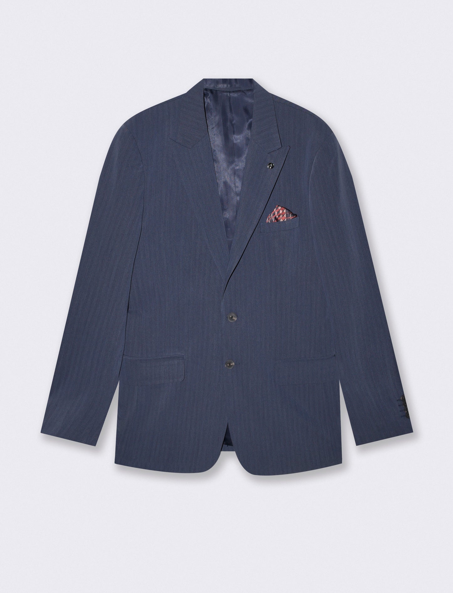 Structured Formal Blazer with Pocket Square - Blue