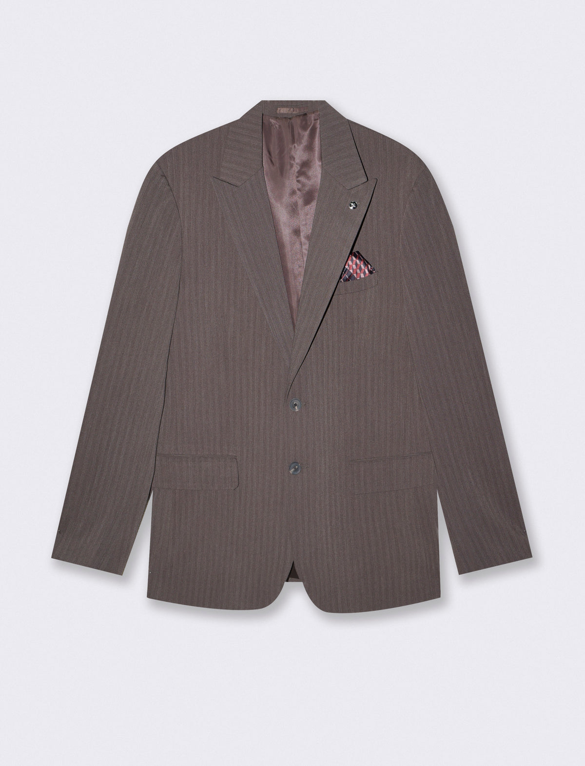 Structured Formal Blazer with Pocket Square - Brown