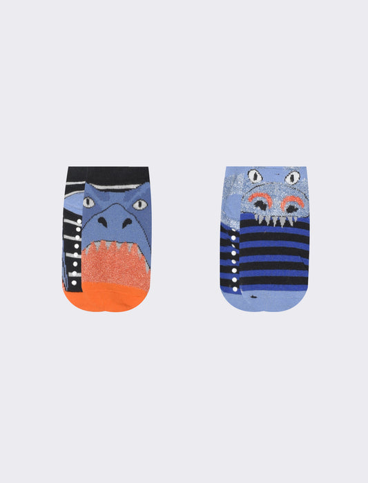 3D Animal Non-Slip Socks 2 Pairs - Blue
