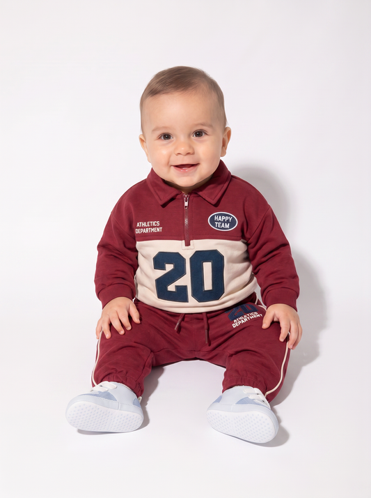 Felpa con zip e stampe super cool - Bordeaux