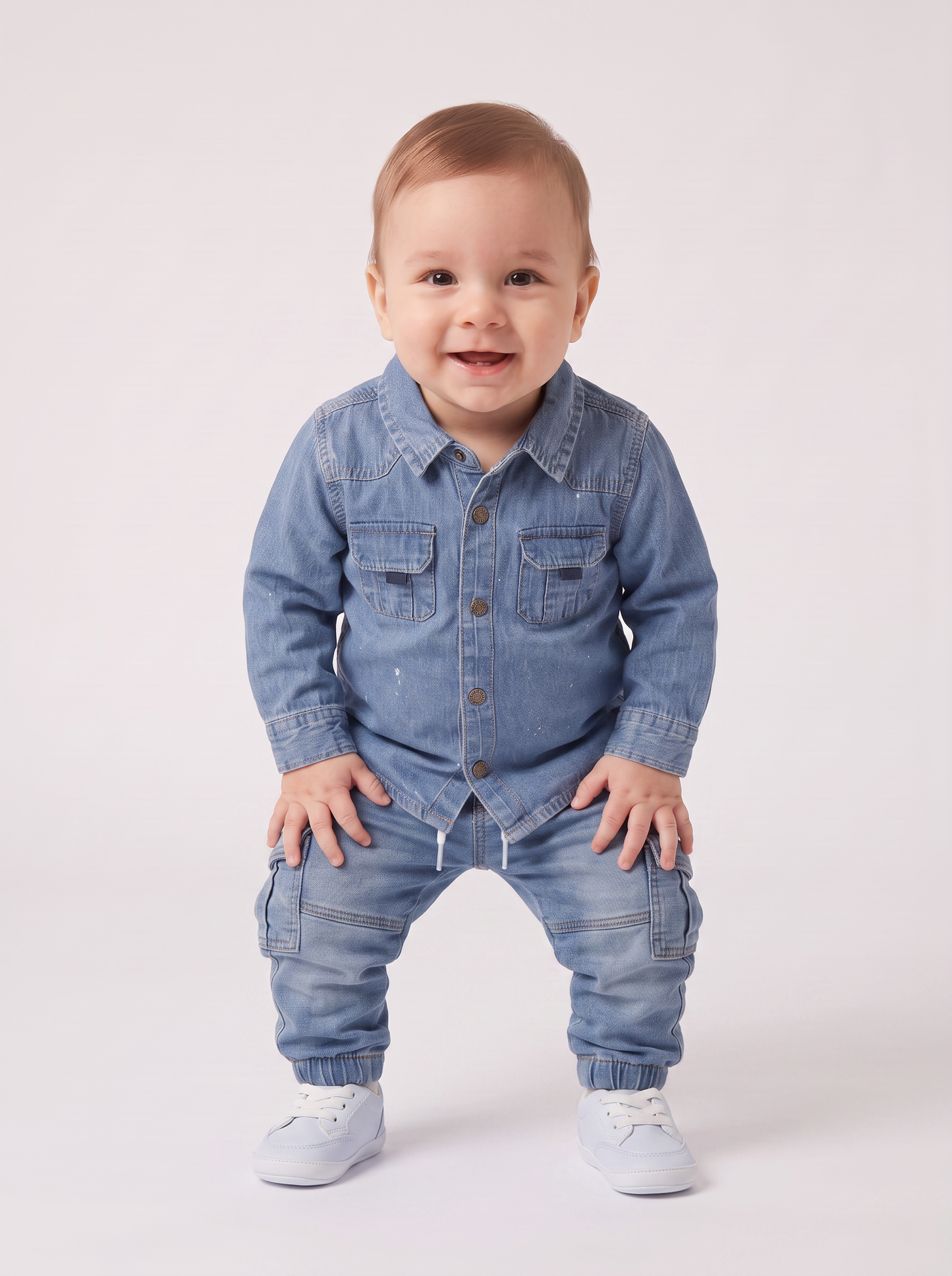 Camicia denim con tasconi frontali - Denim