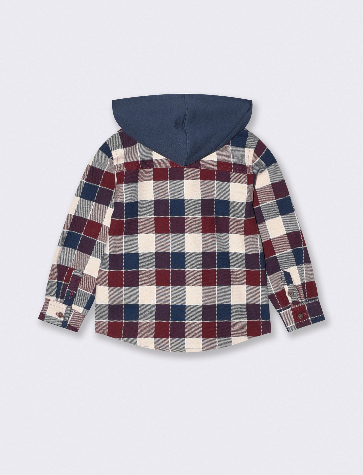 Oversized plaid shirt with hood - Blue