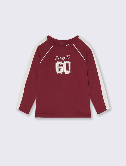 T-shirt in jersey con stampa sportiva - Bordeaux